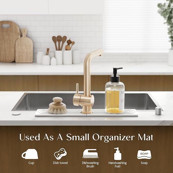 Stone Faucet Mat for Kitchen Sink – Diatomite Drying Stone Mat & Sink Protector