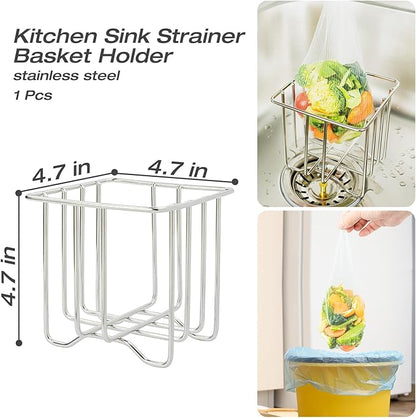 Kitchen Sink Strainer with Sink Basket Holder and 200 Strainer Net Bags