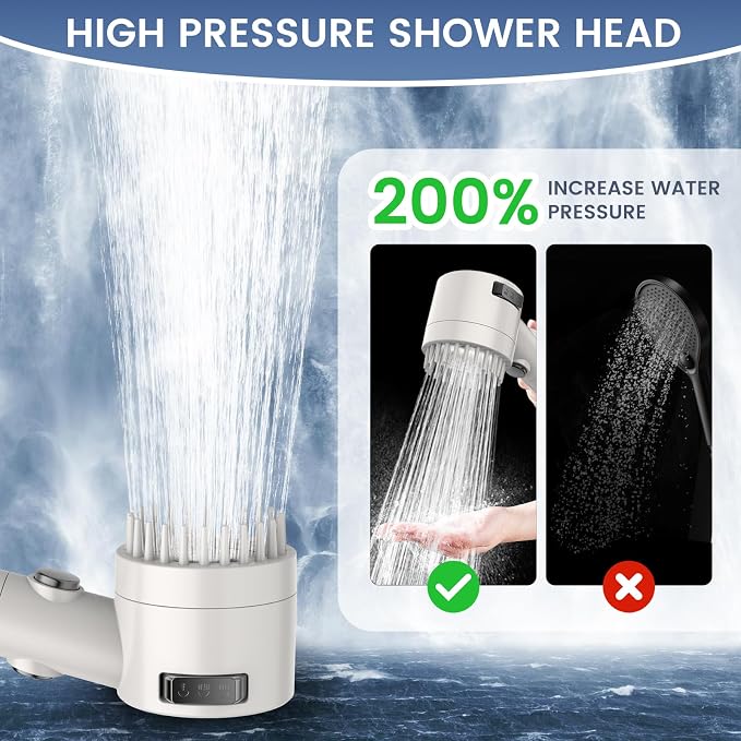 Filtered Shower Head with Handheld, High Pressure 5-Spray Shower Head with Filters for Hard Water, ON/OFF Switch Showerhead for Pets Bath, Shower Heads with Stainless Steel Hose Remove Chlorine