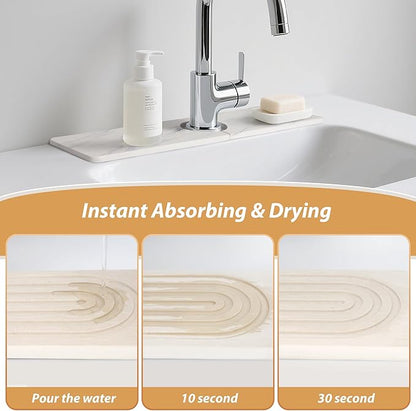 Kitchen Sink Faucet Mat, Diatomaceous Earth Quick Dry Sink Splashback Drying Mat