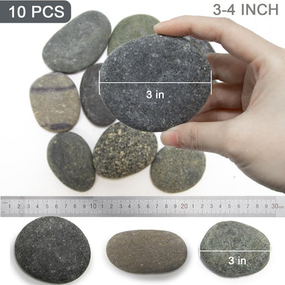 Markdang Rocks for Painting 10 Pcs 2.7-4” Large River Rock for Paint Natural Flat & Smooth Stones for Painting for Kids & Adult Craft Gift