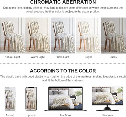 BOURINA Fluffy Chenille Knitted Fringe Throw Blanket Lightweight Soft Cozy for Bed Sofa Chair Throw Blankets Beige 60" x 80"
