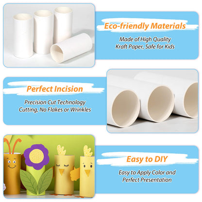 MAPVOLUT 120 Pieces Cardboard Tubes for Crafts, White Kraft Toilet Paper Rolls for Crafts - 1.5 x 3.4 Inches Strong And Pressure-Resistant Tubes for Craft Supplies, Family DIY Art