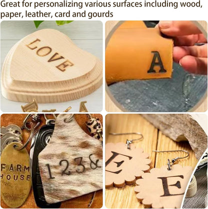 Wood Burning Letters Tips,Uppercase Alphabet HotStamps Set for Branding and Personalization of Wood, Leather, and Other Surfaces, Letter