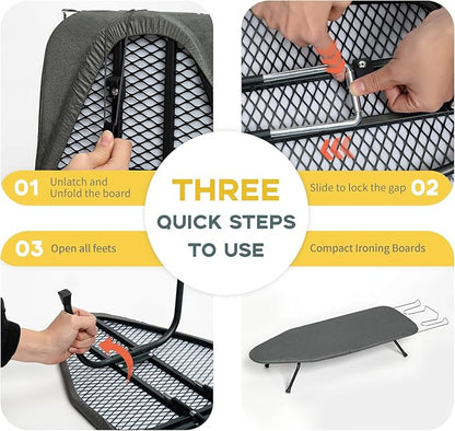 Small Ironing Board Tabletop, RAINHOL Compact Portable Iron Board Foldable