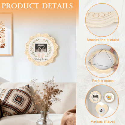 4 Sets Wood Embroidery Hoop Frame 8 Inch Embroidery Display Frame Large Round Wooden Embroidery Frame for Finished Cross Stitch Hoop Frame DIY Decor Sewing Ornaments