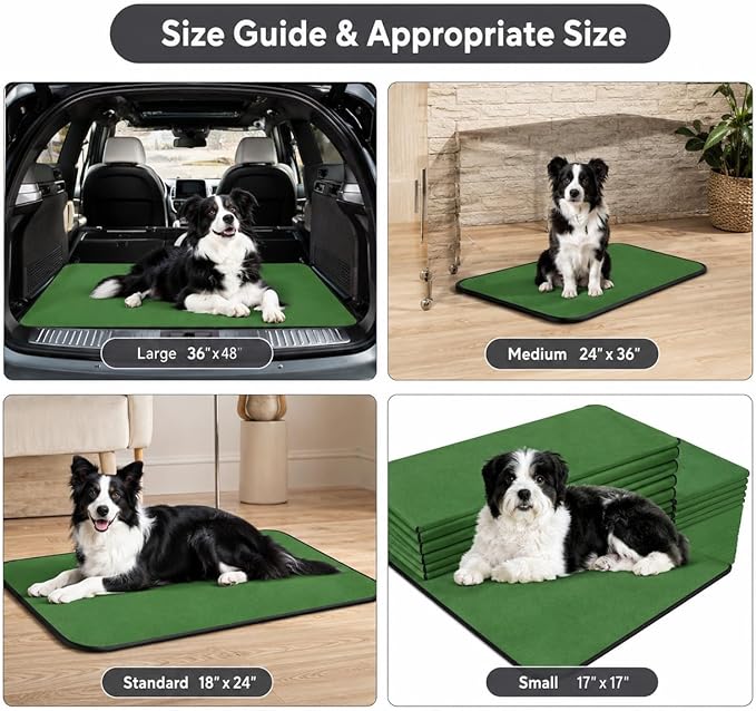 2 Pack Washable Pee Pads for Dogs 36"x45", Reusable Training Puppypads Absorbency Non-Slip & Leak-Proof for Pet Whelping Box Playpen Crate Sofa Bed Floors (Green)