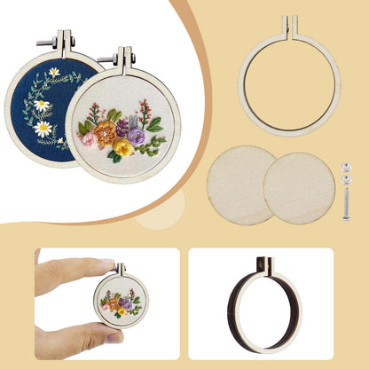 Dnyta 10pcs Mini Embroidered Hoop Round Tiny Cross Stitch Hoops for Art Craft Sewing Keychain Earrings Jewelry(1.6")