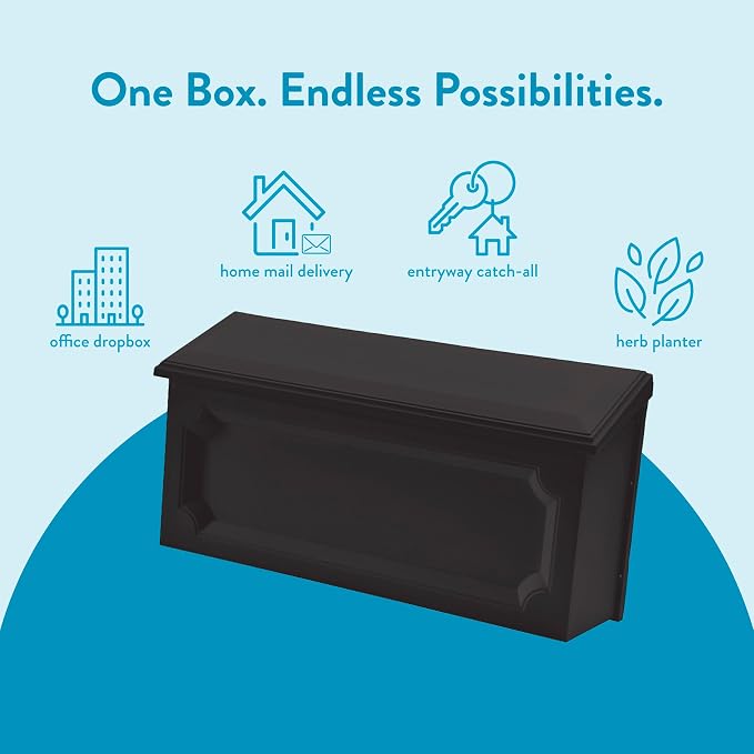 Architectural Mailboxes Windsor Plastic Wall Mount Mailbox, Black, Small | Durable rust-resistant build with weather-resistant outdoor construction.