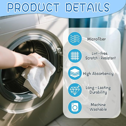 4 Pack Extra Large Microfiber Cleaning Cloths 20"x30", Lint-Free Reusable Towels