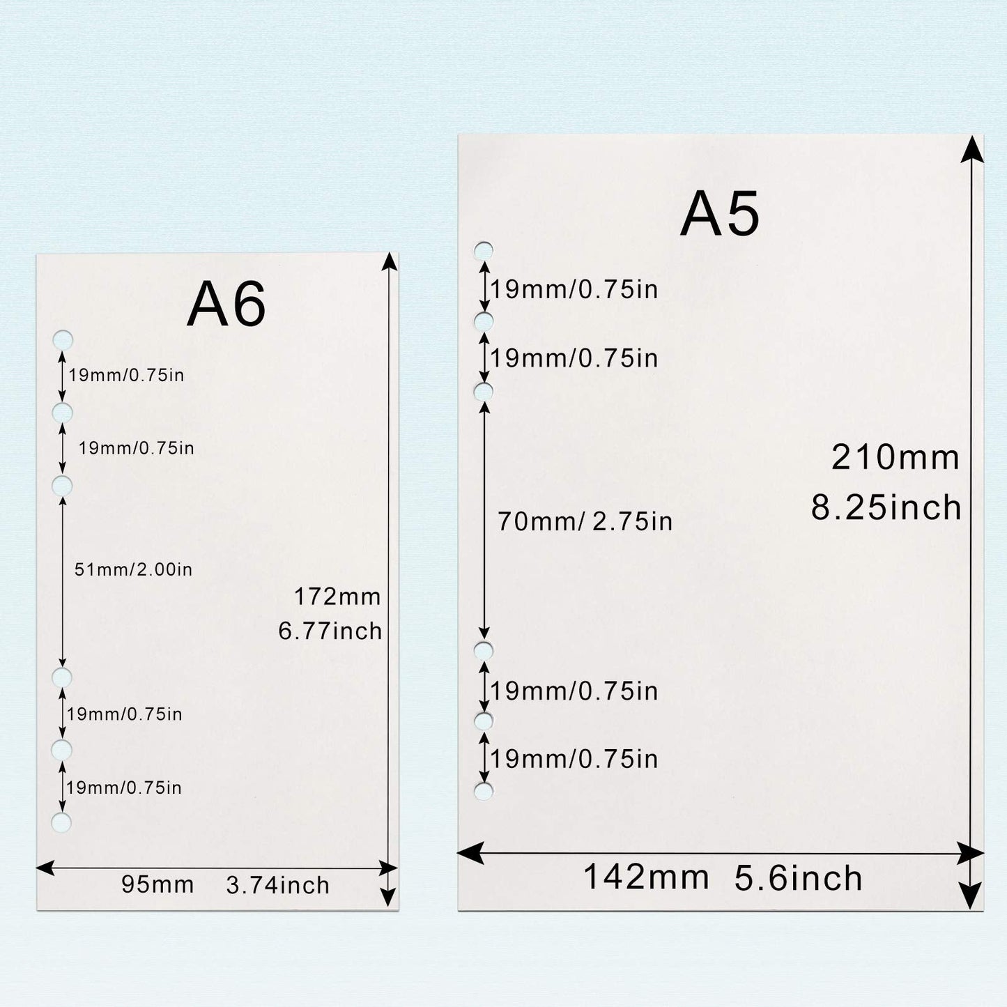 Toplive A5 Refill Paper, [3 Pack] 100GSM Thick 6 Hole Filler Inserts - 135 Sheets (270 Pages) for 6 Ring Binder Journal Notebook, Blank