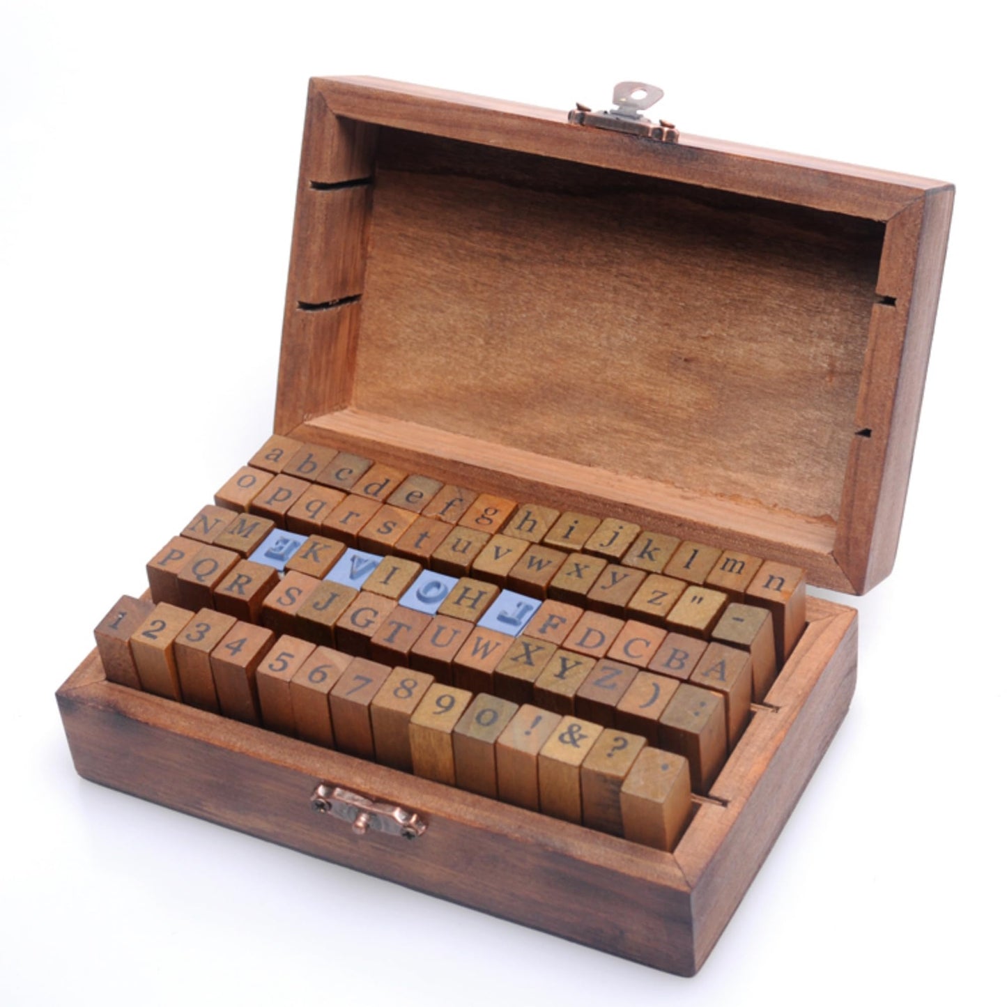 Set of 70pcs Vintage Style Wooden Rubber Alphabet Letters Number Symbol Stamps (Regular Script)