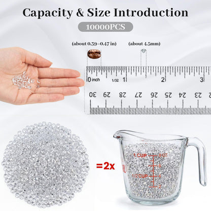 FUTUREPLUSX 10000PCS Fake Diamonds, 4.5mm Mini Clear Diamonds Decoration Acrylic Crystal Vase Fillers Table Scatter Confetti Gems for Wedding Bridal Shower Birthdays Graduation Party Home Decor