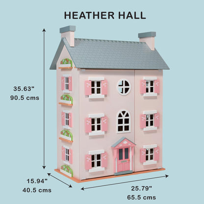 Mentari Toys - Heather Hall - Large 4-Storey Wooden Dollhouse - DIY Doll House with Easy Assembly, Holiday Birthday Gift for Kids Girls Age 3+, Inspires Imaginative Role Play