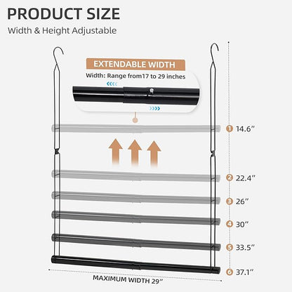 STORAGE MANIAC Hanging Closet Rod, Adjustable Width and Height Closet Hanging