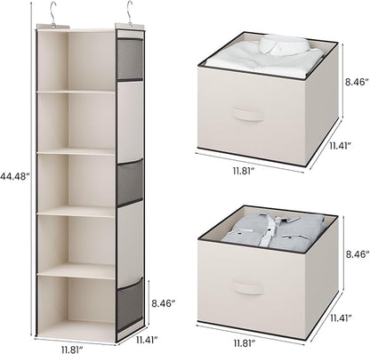 YOUDENOVA Hanging Closet Organizer, 5 Tier Hanging Closet Shelves