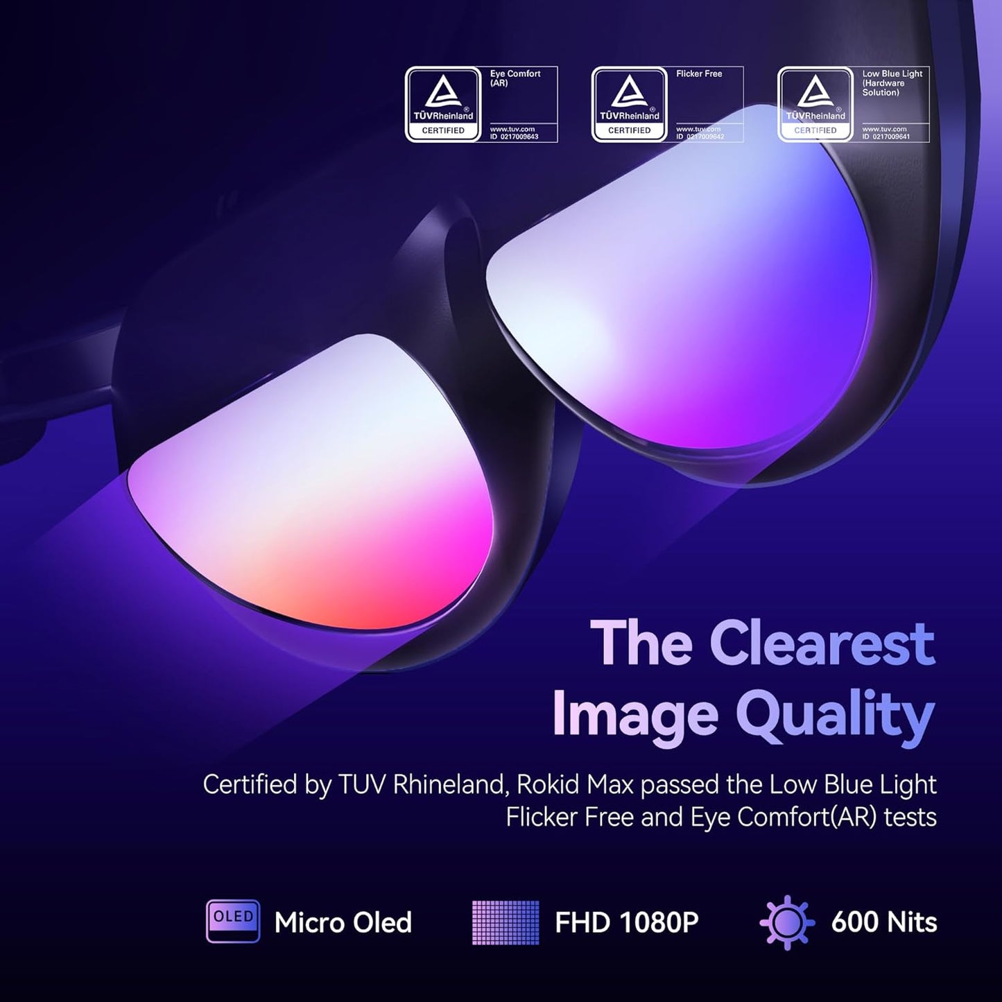 Rokid AR Joy Pack AR Glasses, Android TV Smart Glasses with 160" Micro-OLED Display, Google Play, Media Streaming, HDCP Support & Cloud Gaming, Console, iOS&Android,Windows Compatible