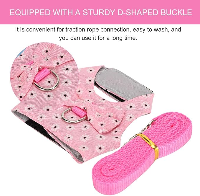 GLOGLOW Small Pet Leash Vest, Soft Fabric Rabbit Harness and Guinea Pig Carrier for Small Pets with Adjustable Straps, Great for Indoor and Outdoor Activities (M)
