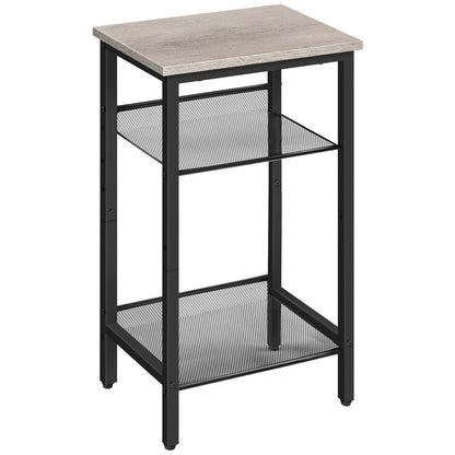 HOOBRO Tall Side Table, 3-Tier Telephone End Table with Adjustable Mesh Shelves, Small Entryway Table with Storage, Small Nightstand for Living Room, Bedroom, Hallway, Office, Greige BG01DH01G1