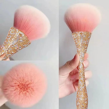 WOKOTO 1pcs Gold Rhinestone Nail Dust Brushes