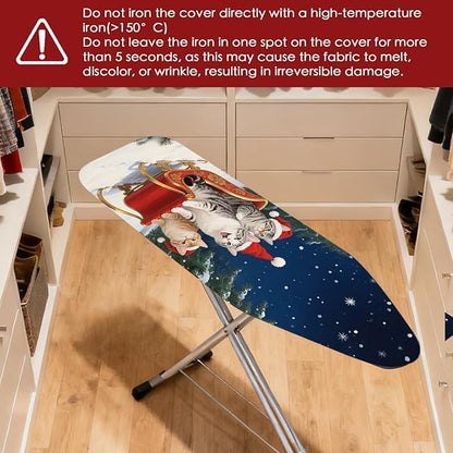Nuxovilar Ironing Board Covers Winter Cats in Sleigh Pattern Polyester 15x54
