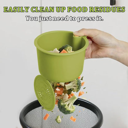 Sink Strainer Basket with One-Touch Drain Mesh, Snap-On Strap & Detachable