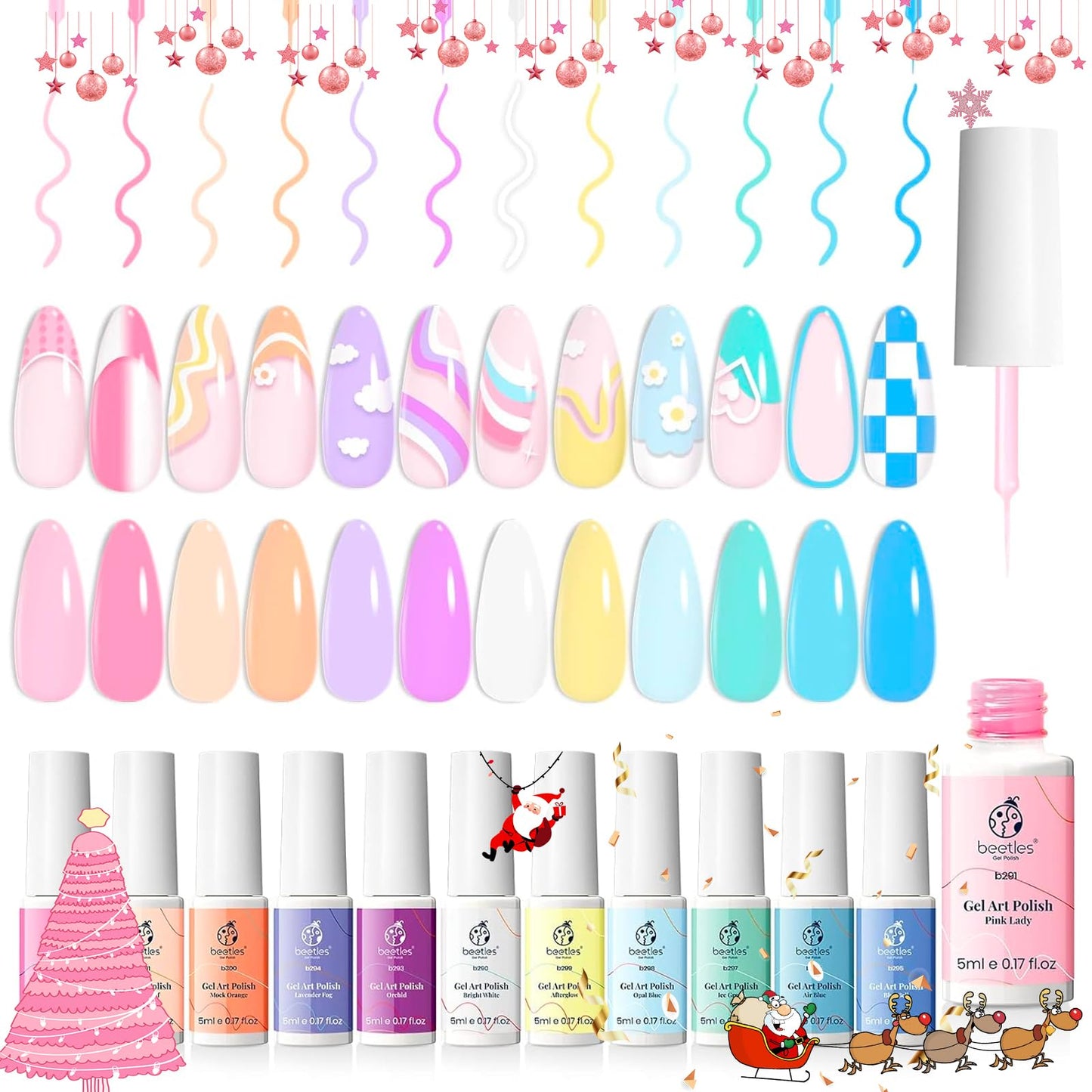 Beetles Nail Stamp 3Pcs Silicone French Tip Nail Stamp Kit with Replacement Nail Stamper Heads and Scrapers Soft Silicone Nail Printing Tool for Home Manicure Diy Nail Art Salon Gifts for Girls