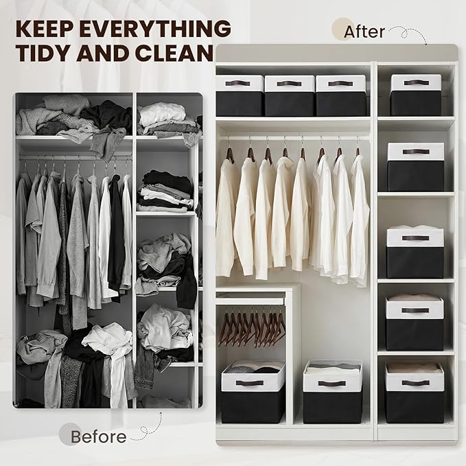 Criusia 6 Pack Closet Organizers and Storage Bins, Cute Dorm Room Essentials