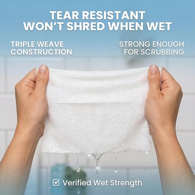 Disposable Face Towels XL 10x12-100% Viscose Eucalyptus Biodegradable Clean