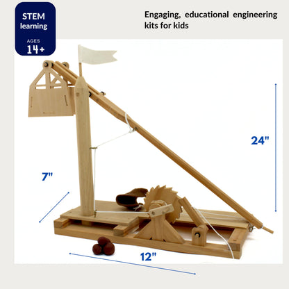 PATHFINDERS Leonardo da Vinci Trebuchet STEM Kit – Build Your Own Medieval Siege Engine – Educational Wooden Model for Teens & Adults, DIY Engineering Project, Science Experiment Gift