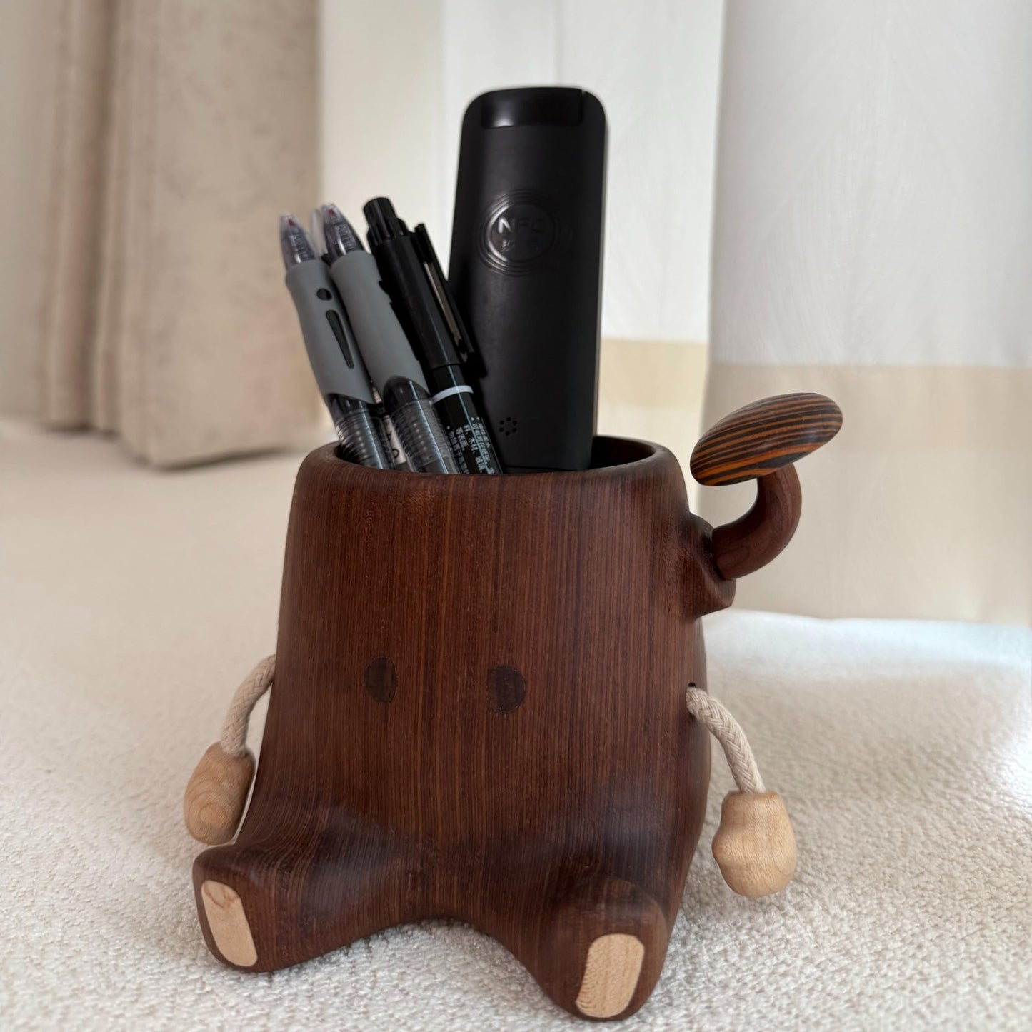 Wood2Play Handmade Stump Pen Holder, Wooden Desk Organizer, Stationery Box, Wood Pen Cup, Desktop Decor Gift, Office School Supplies Storage