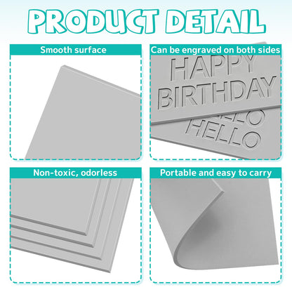 4 Pack 8 x 10 Inch Gray Rubber Stamp Carving Blocks, (0.24" Thick) Soft & Easy-to-Carve Rubber Blocks for DIY Stamp Making, Printmaking & Art Projects, Craft Supplies for Beginners and Professionals