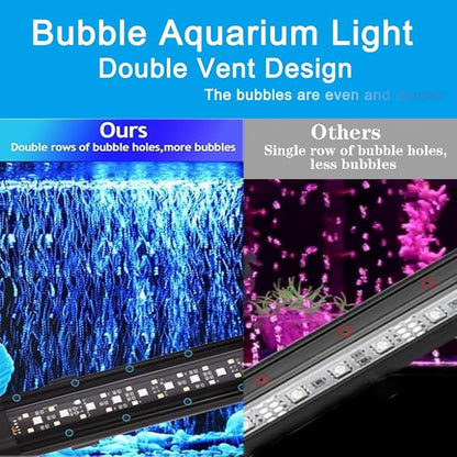Submersible Aquarium Light for Fish Tank,24/7 Mode Full Spectrum LED Fish Tank Light with Air Bubble Hole RGB Color Changing Brightness Timer Adjustable,11.8inch 10W Fish Light