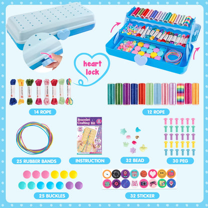 TingingYuli Friendship Bracelet Making Kit for Girls 8-12, DIY String Bracelet Maker with 3-Layer Storage Box, Arts and Crafts for Kids Ages 6-12, Easter Christmas Birthday Gift Set