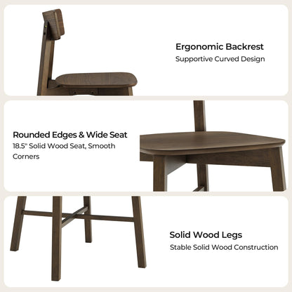 CHITA Soild Wood Dining Chairs Set of 4, Mid Century Modern Walnut Wood Kitchen Chairs with Curved Backrest, Dining Room Chair for Kitchen, Restaurant