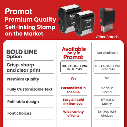Promot Self Inking Personalized Stamp - Up to 5 Lines of Personalized Text, Custom Address Stamp, Office Stamps, Customizable Rubber Stamp, Name Stamp for Business Easy to Change Ink Cartridge-Medium