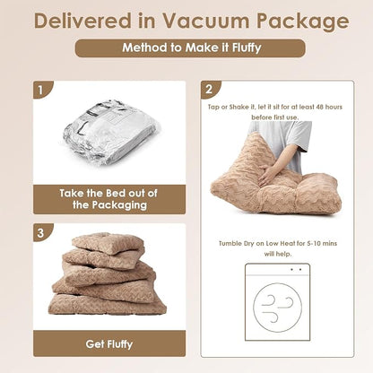 EHEYCIGA Washable Medium Dog Bed for Crate 29x21 Inch, Kennel Pad for Dogs Up to 35 lbs, Plush and Comfy Pet Sleeping Mat, Camel
