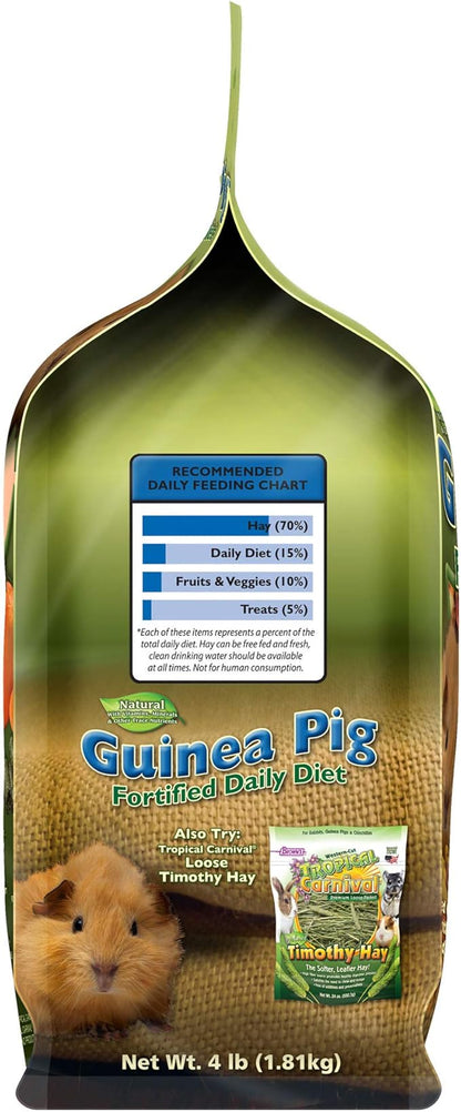 F.M. Brown's Tropical Carnival, Natural Guinea Pig Food, Vitamin-Nutrient Fortified Daily Diet with Vitamin C and High Fiber Alfalfa and Timothy Hay Pellets for Optimum Digestion, 4 lb