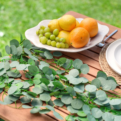 CQURE 16Pcs Eucalyptus Garland,Artificial Eucalyptus Leaves Table Greenery Garland Wreath Vines for Wedding Party Table Fireplace Bedroom Wall Room Decor