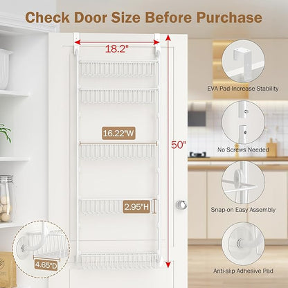 Delamu Over The Door Pantry Organizer, 5-Tier Pantry Door Organizers and Storage