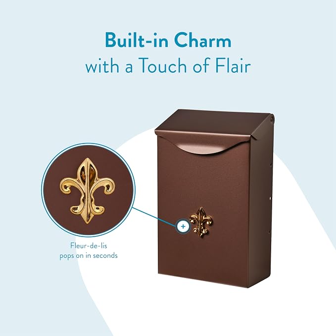 Architectural Mailboxes City Classic Wall Mount Mailbox, Bronze, Small | Galvanized steel build for outside with weather-resistant outdoor construction and a rust-resistant powder-coat finish.