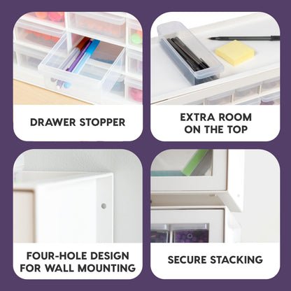 IRIS USA 44-Drawer Small Parts Organizer, Made in USA, Storage Drawers for Beads, Crafts, Building Bricks, Screws, Nuts, Bolts, Electronics, Hardware, Stackable Garage Storage Cabinet, White