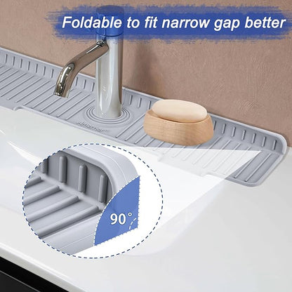 20 inch Kitchen Sink Splash Guard, 10° Large Slope & Adaptable Hole Faucet Mat