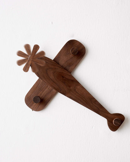 Vinoil Kids Coat Rack Wall Mount, Airplane-Shaped Wooden Wall Coat Hooks for Kids, Cute Walnut Coat Hanger Heavy Duty for Bathrooms, Door, Entryway, Kids Room, or Nursery