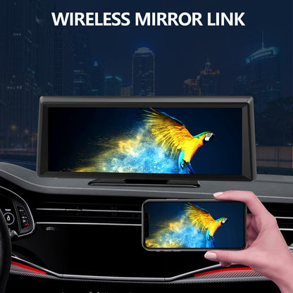 Apenet Wireless CarPlay Screen with 2K Dash Cam, 8.1" Portable Touchscreen Car Stereo with CarPlay & Android Auto, 1080P Backup Camera, Voice Control, Bluetooth, Mirror Link, GPS Navigation