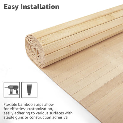 Art3d Natural Bamboo Wall Panel for Interior Wall Decor, Renewable Pole Wrap Wainscoting Paneling for Wall Ceiling Furniture Cabinet Office, 12 x 96 Inch - Carbonized, 1-Pack