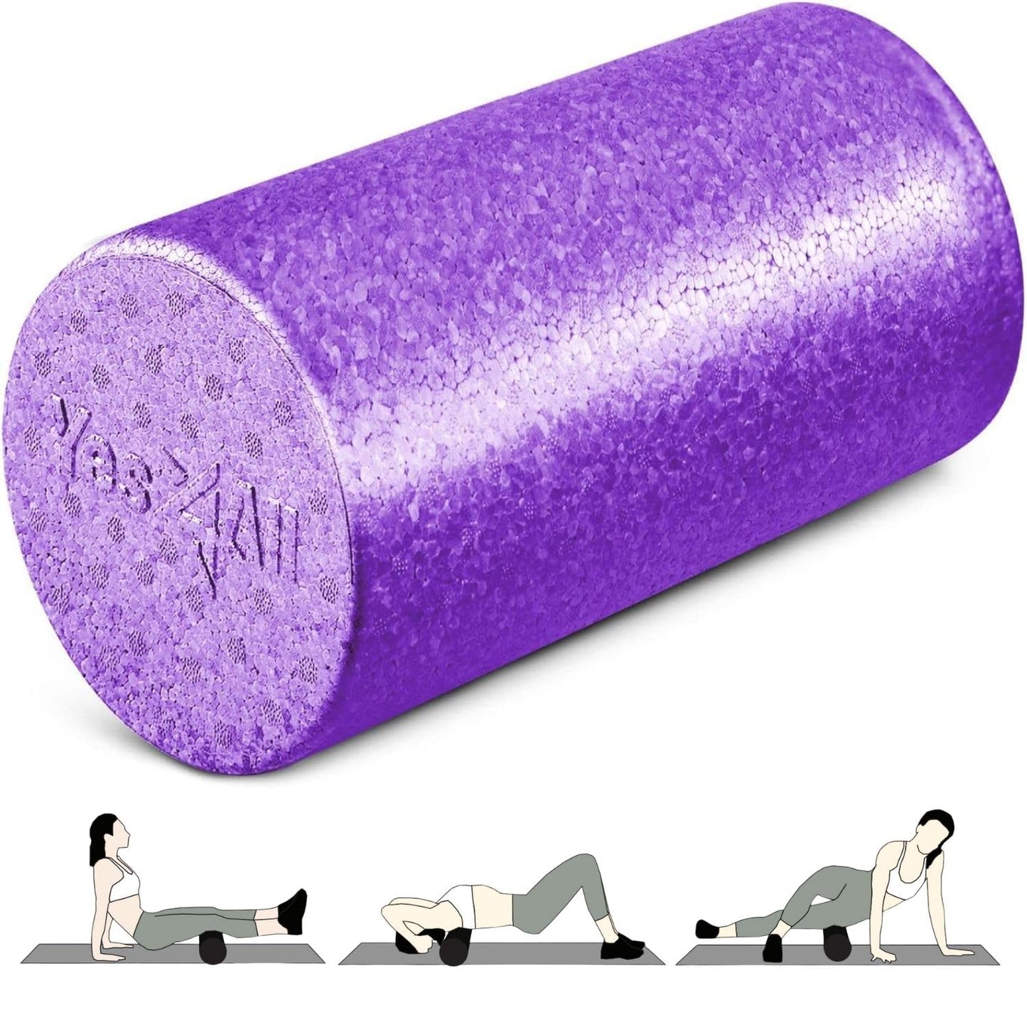Yes4All High-Density EPP Round Back Roller Foam, Exercise Foam Roller for Yoga, Pilates & Stretching - 12, 18, 24, 36 inch