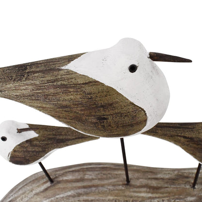 Linfevisi Wooden Seabirds Statue Seagull Decor Indoor Standing Bird Figurine Solid Wood Seagulls Decorations Nautical Coastal Beach Ocean for Home Garden Yard Table 7 Inches Tall