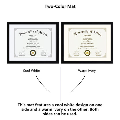 CORE ART 11x14 Black Certificate Frames with Mat,Display Diploma 8.5 x 11 or Document 11 x 14 without Mat,Multipack College Degree Frames for Wall or Tabletop Display,Set of 4