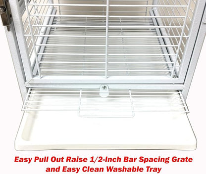 Portable Durable Heavy Duty Travel Veterinary Bird Parrot Carrier Cage Feeding Bowl Play Wooden Stand Perch with Handle Prevent Beaks Out